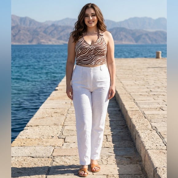 River Island Safari Zebra Print cropped halter top - Picture 2 of 8